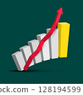 Graph with red up arrow - success  business symbol 128194599
