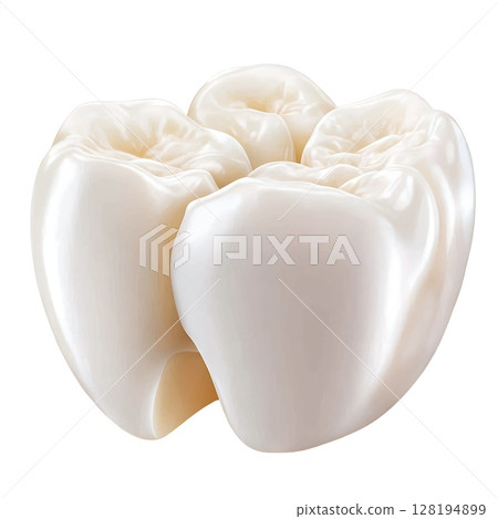 High-quality 3D render of a pristine, healthy-looking molar tooth, showcasing its smooth enamel surface and natural color 128194899