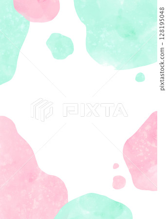 粉紅色和薄荷色水彩圓點垂直框架 128195048
