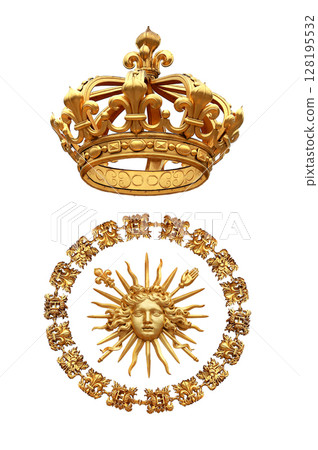 Isolated detail golden sun Versailles Palace. France 128195532