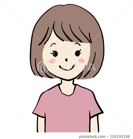 一位表情友善的女士的插圖 一位表情友善的女士的插圖 128195586