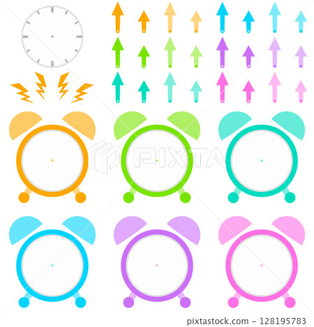 Alarm clock assembly parts Colorful 6-color illustration set Alarm clock assembly parts Colorful 6-color illustration set 128195783
