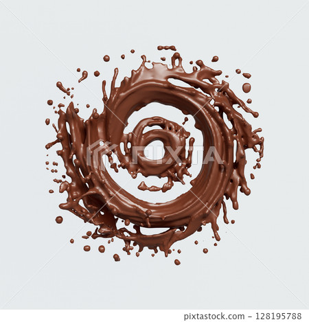 Dynamic Chocolate Splash Liquid. 3D Rendering. Dynamic Chocolate Splash Liquid. 3D Rendering. 128195788