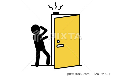 可疑人員對前門警報、預防犯罪和家庭安全圖示感到驚訝 128195824