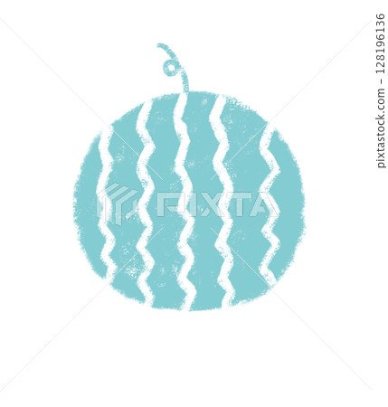 A single watermelon, crayon touch, cool color 128196136