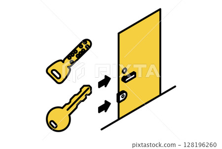 Double locked front door, burglary prevention and home security isometric icon 128196260