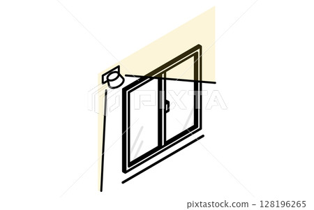 帶有感應燈、預防犯罪和家庭安全等距圖示的清掃窗 帶有感應燈、預防犯罪和家庭安全等距圖示的清掃窗 128196265