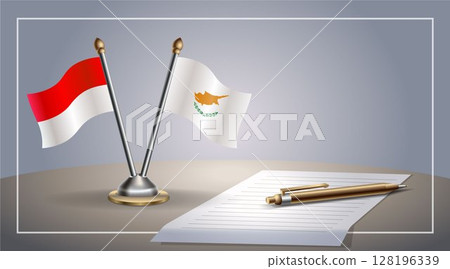 Small national flag of Indonesia and Cyprus flag Relation, Template Vector Illustration Small national flag of Indonesia and Cyprus flag Relation, Template Vector Illustration 128196339