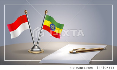 Small national flag of Indonesia and Ethiopia flag Relation, Template Vector Illustration Small national flag of Indonesia and Ethiopia flag Relation, Template Vector Illustration 128196353
