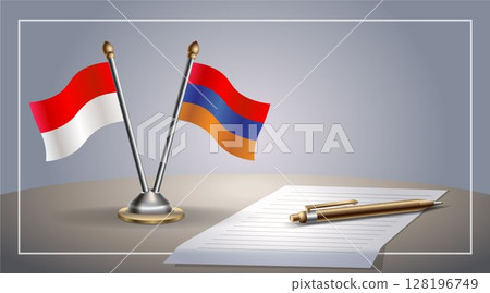 Small national flag of Indonesia and Armenia flag Relation, Template Vector Illustration Small national flag of Indonesia and Armenia flag Relation, Template Vector Illustration 128196749