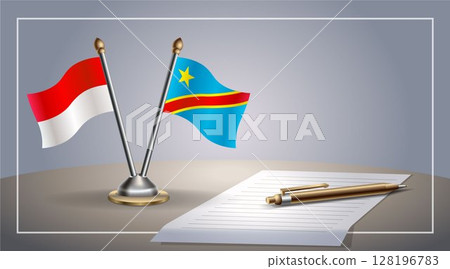 Small national flag of Indonesia and Congo flag Relation, Template Vector Illustration Small national flag of Indonesia and Congo flag Relation, Template Vector Illustration 128196783