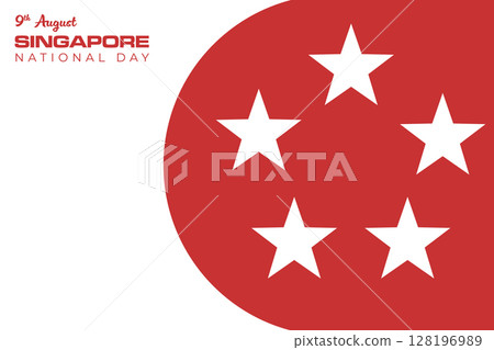 Singapore independence day red white graphic banner. National day of 9th August Singapore background with flag logo inspired design. Vector holiday template poster, greeting banner, invitation, flyer 128196989