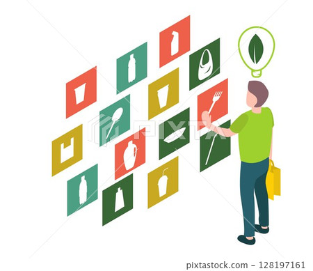 Eco concept: Selection of ecological goods, on transparent background, 3d isometric vector illustration Eco concept: Selection of ecological goods, on transparent background, 3d isometric vector illustration 128197161