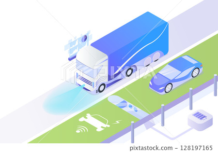 Futuristic Transport concept: Futuristic Charge Road, on transparent background, 3d isometric vector illustration Futuristic Transport concept: Futuristic Charge Road, on transparent background, 3d isometric vector illustration 128197165