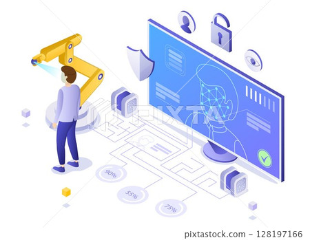 Internet Security concept: Face Recognition Technology, on transparent background, 3d isometric vector illustration Internet Security concept: Face Recognition Technology, on transparent background, 3d isometric vector illustration 128197166