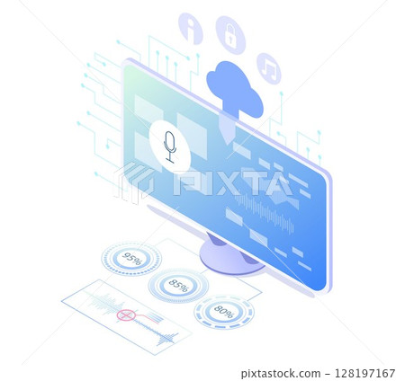 Internet Technology concept: Online Artificial Intelligence, on transparent background, 3d isometric vector illustration 128197167