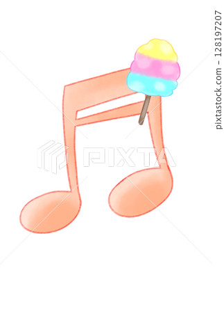 Musical note with cotton candy 128197207