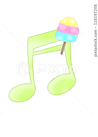 Musical note with cotton candy 128197208