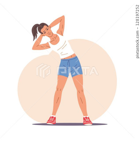 Young woman doing fitness in the gym Young woman doing fitness in the gym 128197252