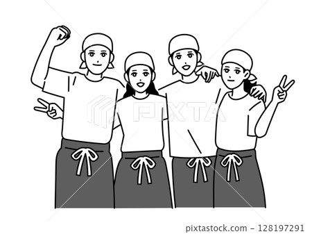 男女酒吧工作人員在工作 128197291