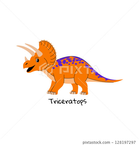 Triceratops dinosaur on white background. 128197297