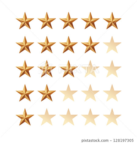 Progressive Star Rating Set from One to Five Stars Vector Illustration. 128197305