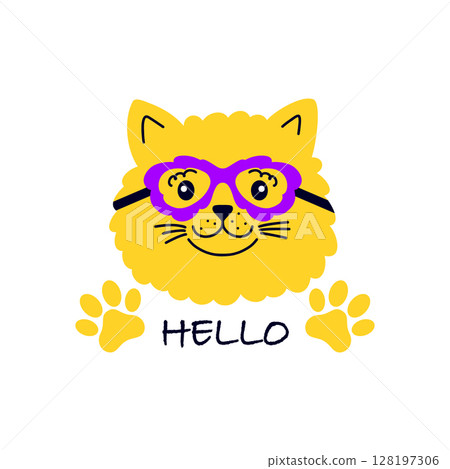 Cute cat wearing eyeglasses Cute cat wearing eyeglasses 128197306