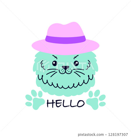 Cute cat wearing hat 128197307