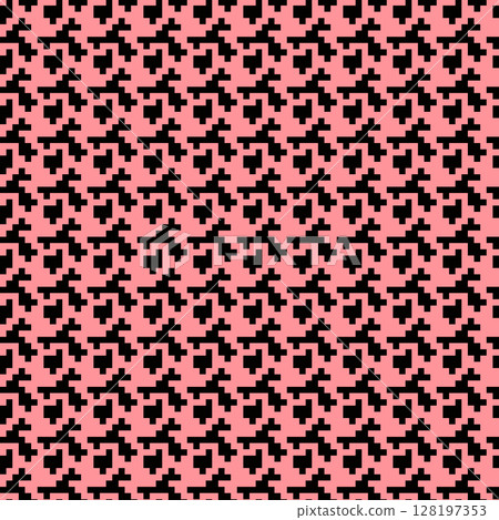 Geometric houndstooth color seamless pattern with pied-de-poule ornament. Monochrome graphic design. Modern minimalist stylish squared background. Vector chequered motif for fabric, textile 128197353