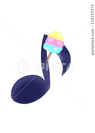 Musical note with cotton candy 128197373