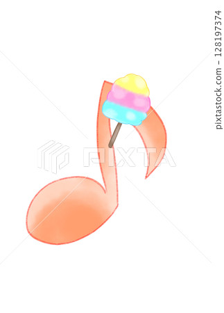Musical note with cotton candy 128197374