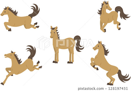 set of running horses 128197431