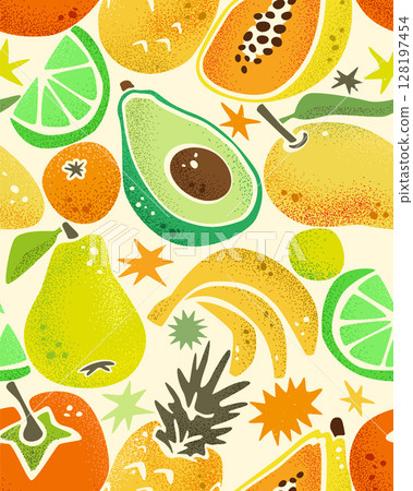 Fruity Colorful Seamless Pattern Vector Design 128197454