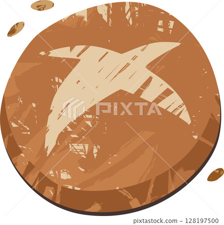 Round Freshly Baked Wheat Bread with Wheat Sedds Textured Vector Illustration 128197500