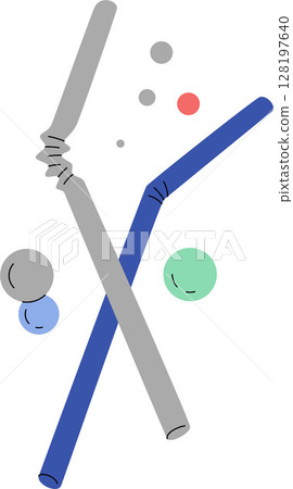 Cocktail Straws and Bubbles Vector Illustration Isolated on Transparent Background 128197640