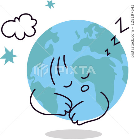 Cute Planet Earth Character Sleeping and Snoring Vector Emoji Reaction 128197643