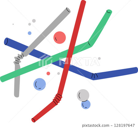 Drinking Straws and Bubbles Vector COmposition for T-Shirt Design 128197647