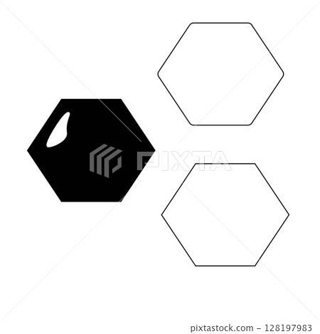 Honey comb isolated set. Vector graphic line illustration. Silhouette sign for logo, print, comics, fashion, pop art, boards, design, stickers, decoration, posters 128197983