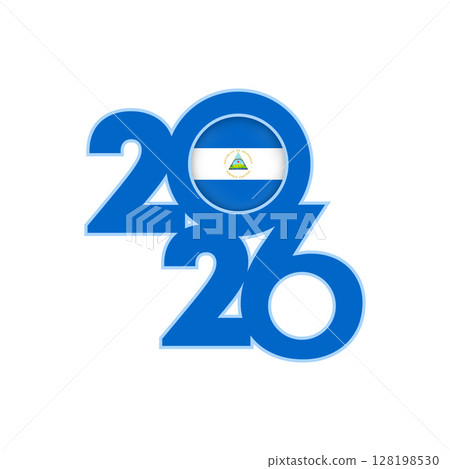 2026 banner with Nicaragua flag inside. 128198530