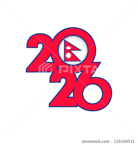 2026 banner with Nepal flag inside. 2026 banner with Nepal flag inside. 128198531