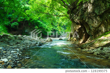 The Kanomata River flows through Shiobara Onsen in Nasushiobara City, Tochigi Prefecture The Kanomata River flows through Shiobara Onsen in Nasushiobara City, Tochigi Prefecture 128199375