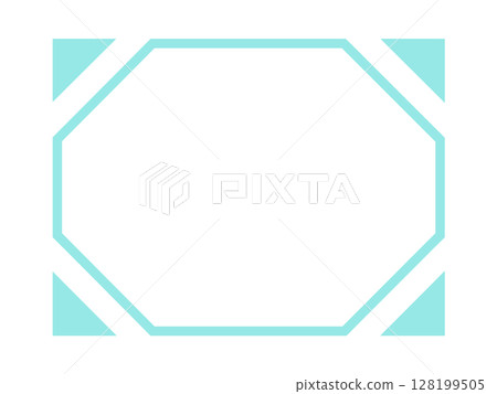 Light blue octagonal frame + diagonal corner design (rectangle, transparent background material) Light blue octagonal frame + diagonal corner design (rectangle, transparent background material) 128199505