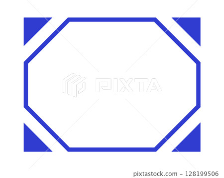 Blue octagonal frame + diagonal corner design (rectangular, transparent background material) Blue octagonal frame + diagonal corner design (rectangular, transparent background material) 128199506
