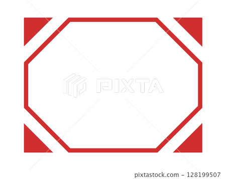 Red octagonal frame + diagonal corner design (rectangular, transparent background material) Red octagonal frame + diagonal corner design (rectangular, transparent background material) 128199507