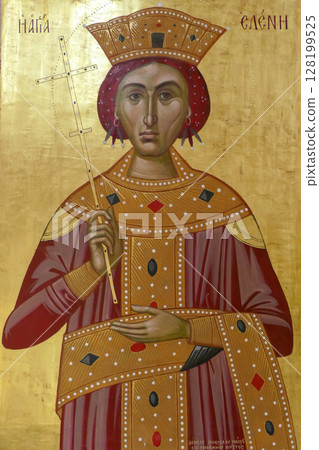 Greece, Sani, Orthodox icon inside the church of Sani, Kassandra, Chalkidiki 128199525
