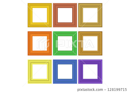 Set of squared color vintage wooden frame for your design. Vintage cover. Place for text. Vintage antique colorful modern rectangular frames. Template vector illustration Set of squared color vintage wooden frame for your design. Vintage cover. Place for text. Vintage antique colorful modern rectangular frames. Template vector illustration 128199715