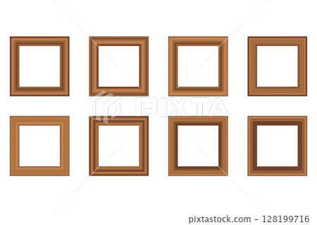 Big set of squared golden vintage wooden frame for your design. Vintage cover. Place for text. Vintage antique gold beautiful rectangular frames. Template vector illustration. Big set of squared golden vintage wooden frame for your design. Vintage cover. Place for text. Vintage antique gold beautiful rectangular frames. Template vector illustration. 128199716