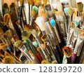 Closeup of painting brushes. Artist studio concept. 128199720
