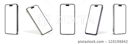 Realistic smartphone mockup. Mobile phone vector isolated on white background. Device front view. 128199842