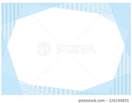 簡單可愛的淺藍色三角形拼貼風格框架 128199855